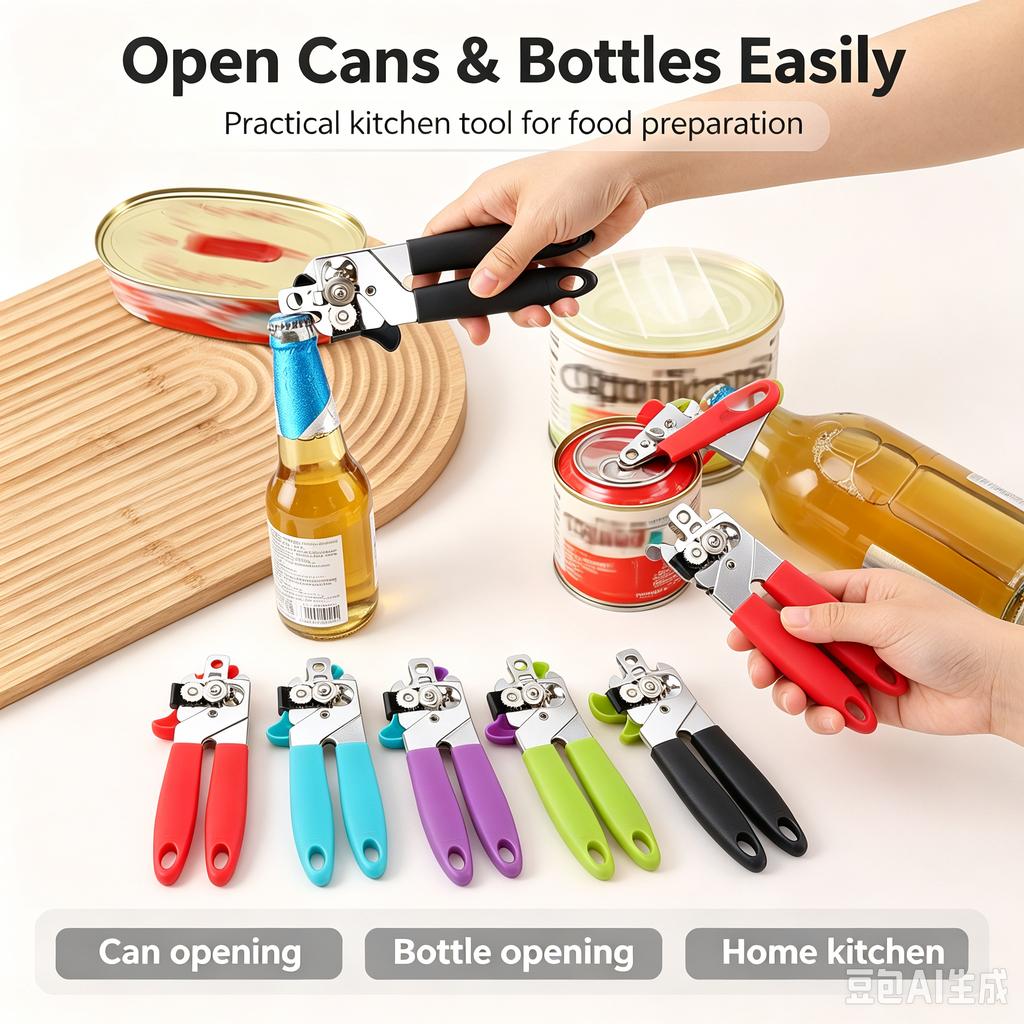 3 In 1 Multifunctional Manual Can Opener, Heavy Duty Stainless Steel Bottle Opener For Beer & Canned Food
