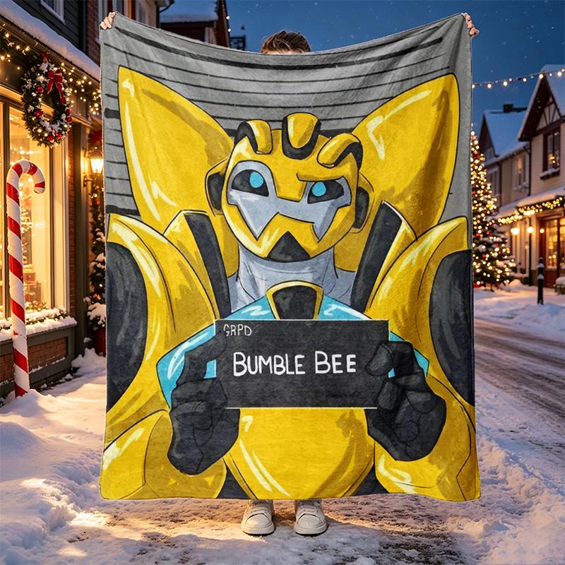 Robot Pattern Blanket for Home Decoration, Bed, Sofa, Car Travel, Camping, Suitable for All Seasons, Birthday Christmas Gift