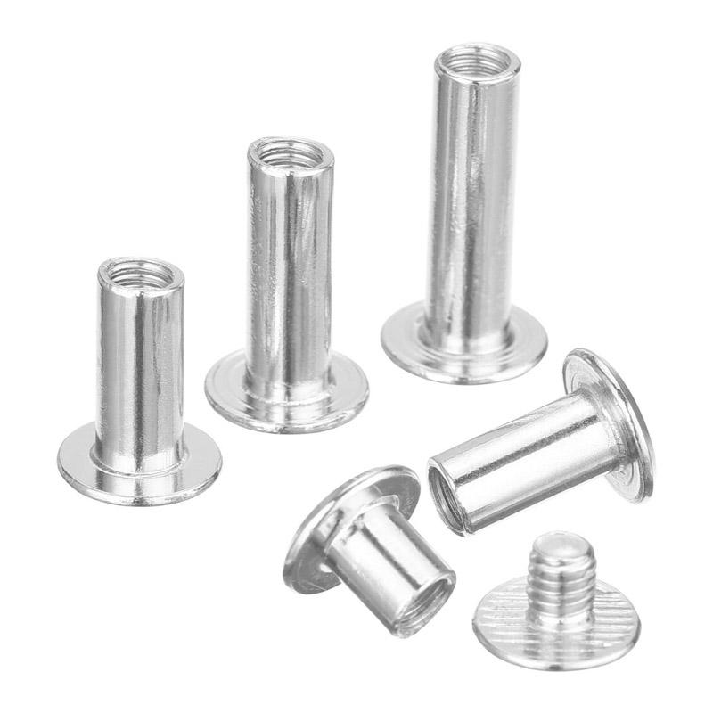 80Pcs M5 6/10/12/15/18mm Leather Studs Snap Rivets Bolts and Nuts Books Butt Screw Photo Album Binding Screw Fasteners Kit