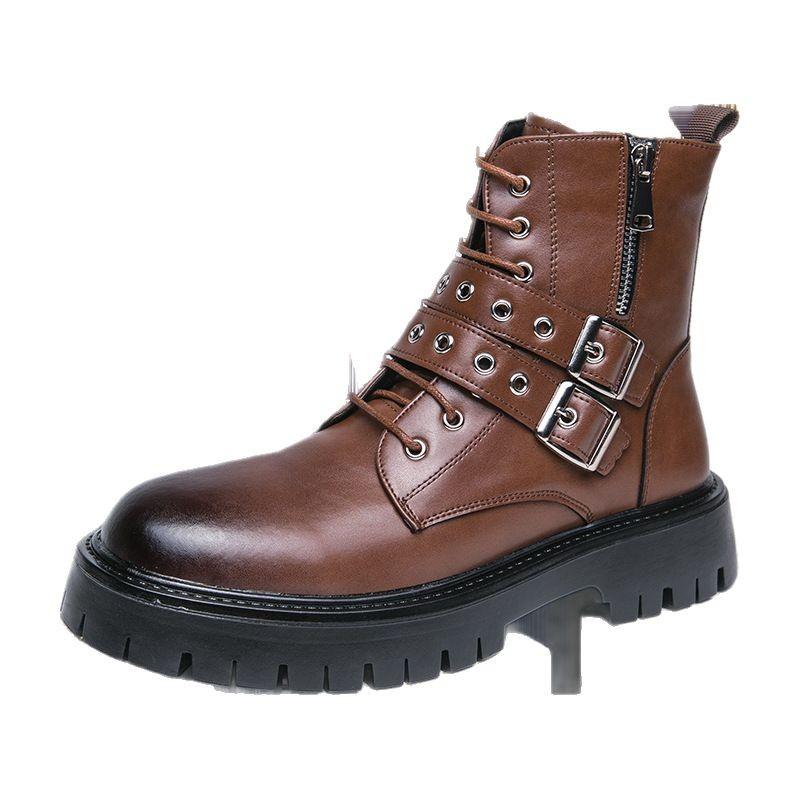 Martin boots men's boots medium tube 2025 autumn and winter new tooling boots men's thick-soled lace-up British wind locomotive boots men