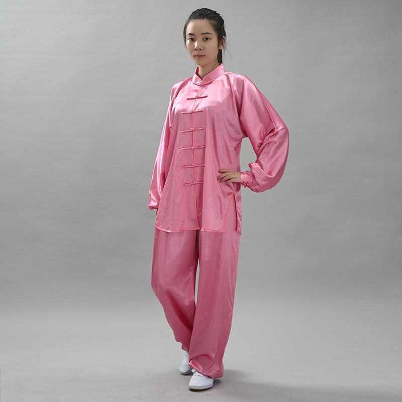 Chinese Traditional Tai Chi Suit Kung Fu 2Pcs/Set Unisex Button Placket Shirt Loose Solid Color Wear Men Clothes