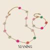 Xia Ling 18K Gold-Plated Stainless Steel Flower Necklace & Bracelet Set