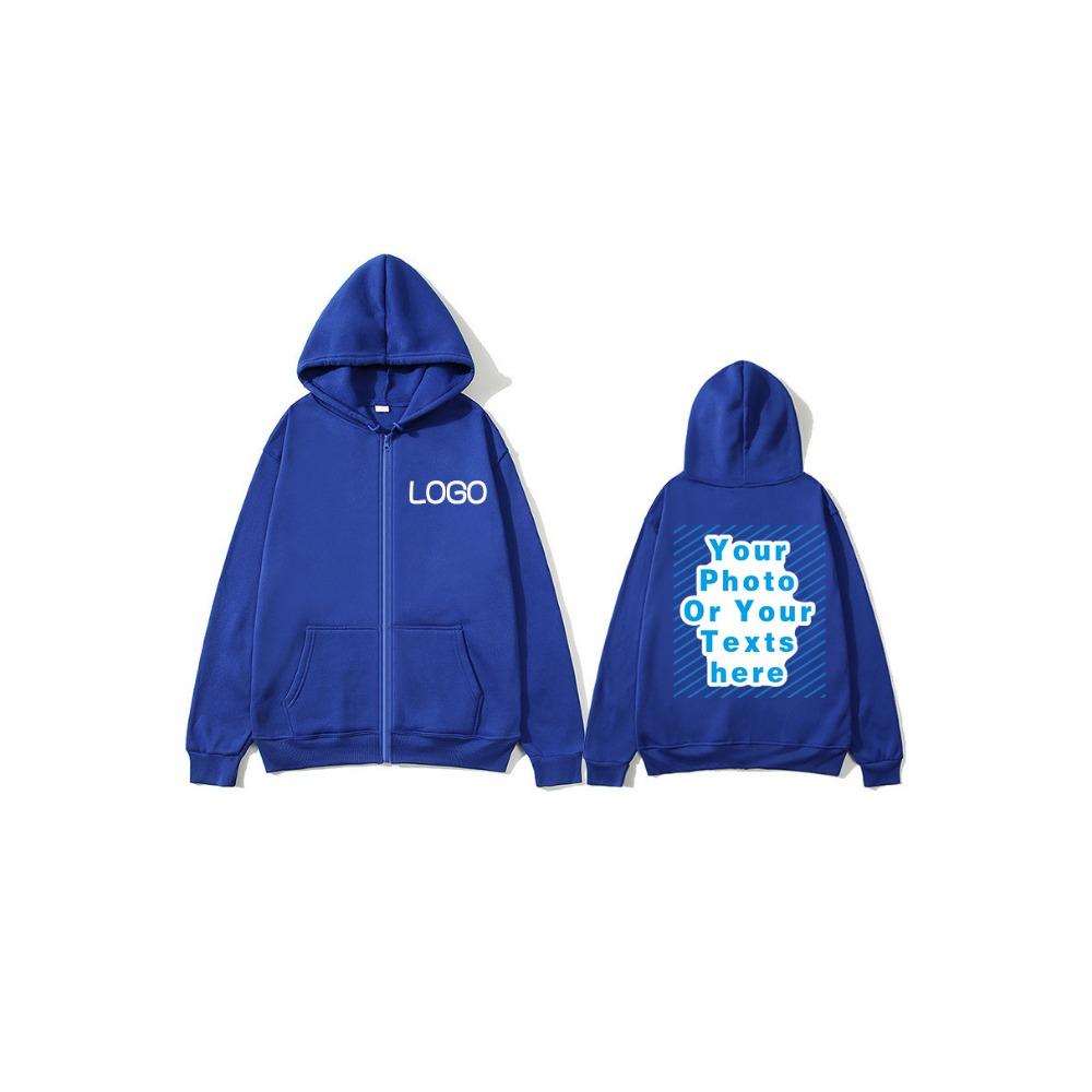 Zipper Hooded DIY12 Cardigan Sweatshirt Jacket Anytime Anywhere Design Brand Logo Custom Image Replication