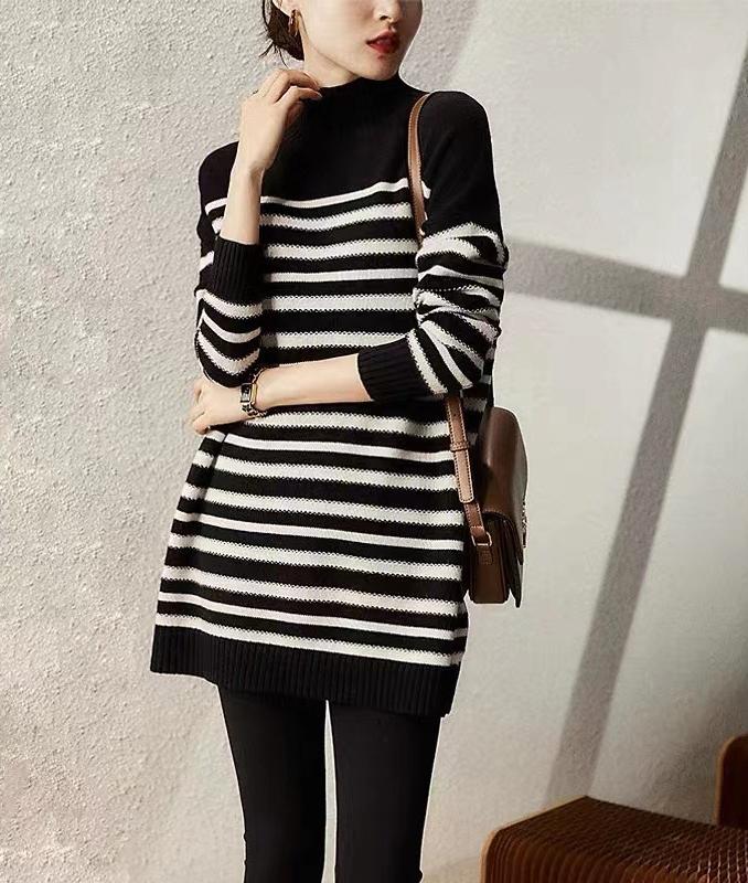 Frauen Pullover 2023 Herbst Winter Mode Neue LOSE Mock Neck Pullover Koreanische Langarm Top Warme Strickwaren Übergroßen Jumper