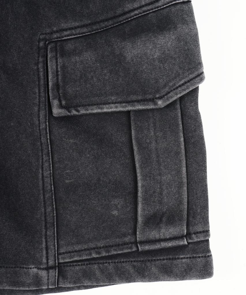 BIRBANTE Garment-Dyed C.L Fit Cargo Half Pants - Charcoal
