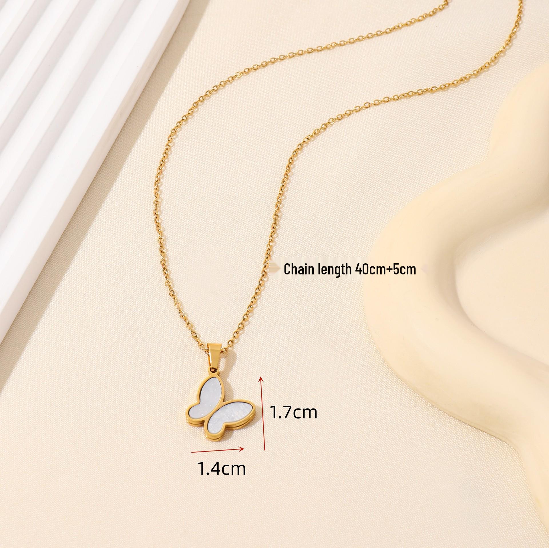 

Ожерелье-подвеска из титановой стали в виде персикового сердца и бабочки - Модное корейское ожерелье-цепочка для ключиц для женщин