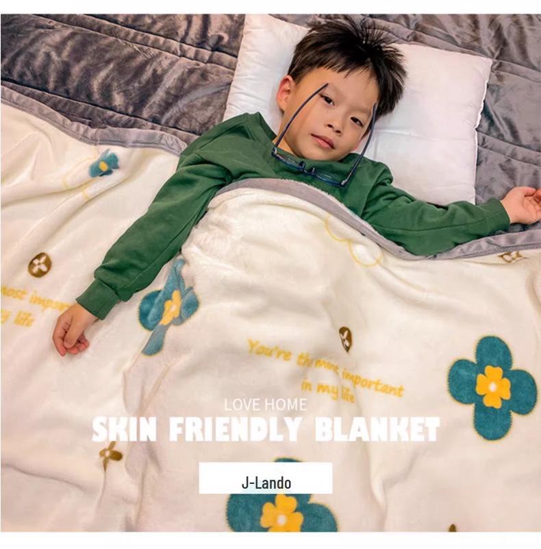 Cute Coral Fleece Office Nap Shawl and Flannel Blanket