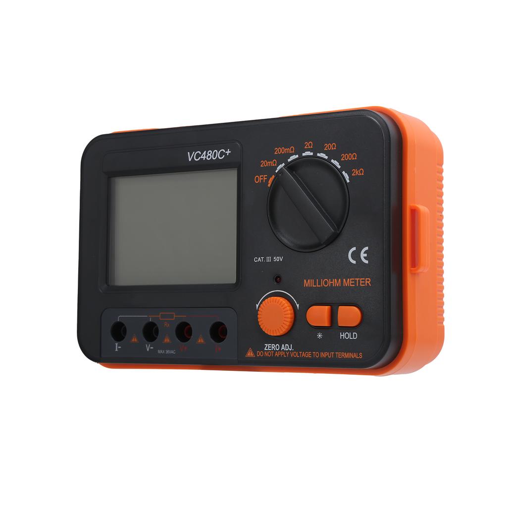 VC480C 0.01m Ohm 2k Ohm  6Gear Digital Milliohmmeter 4Wire Measurement DC Low Resistance Tester