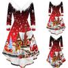 Women's Vintage Christmas Swing Prom Party Cocktail Dress Collar Draped Fishtail V Neck Dresses