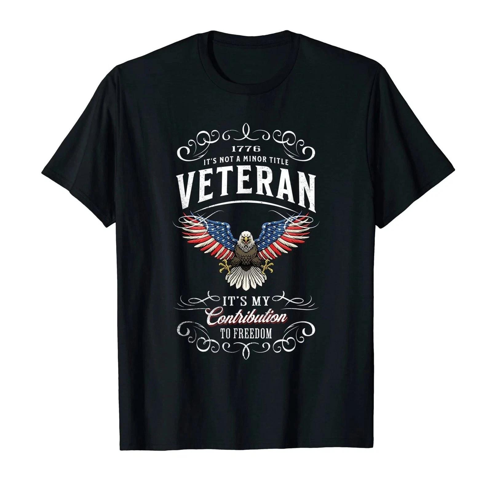 Veteran Not Just A Title American Flag 1776 Patriotic Tee 2XL