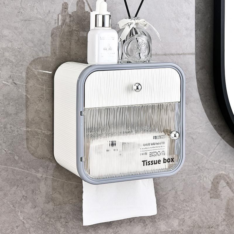 Non Perforated Wall Mounted Tissue Holder Household Toilet Paper Box Bathroom Waterproof Storage Rack Accessories for Bathroom