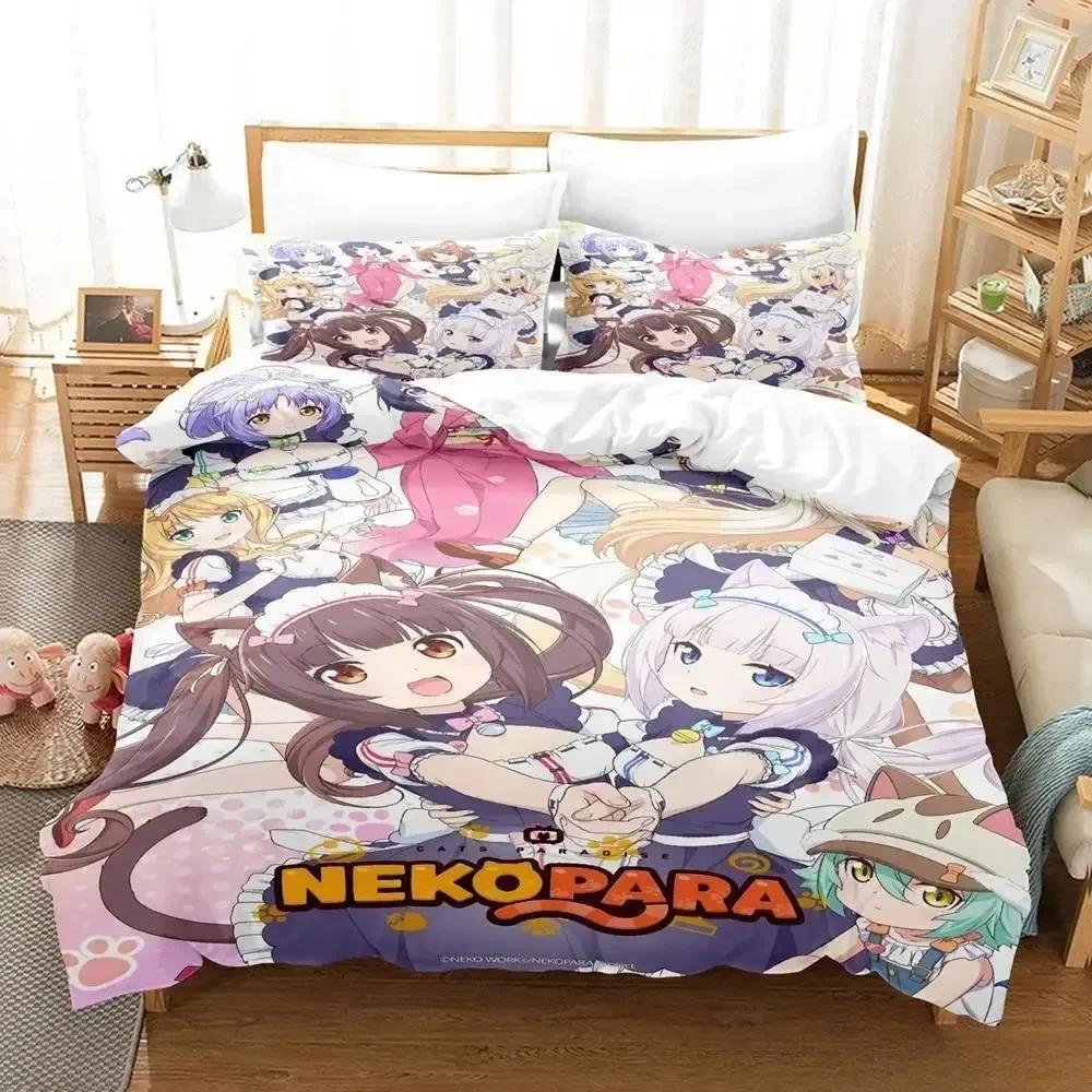 Comforter 3D Print Anime Kawaii Girls Nekopara Bedding Set Printed With Bed Soft Queen King Size Bedclothes Home