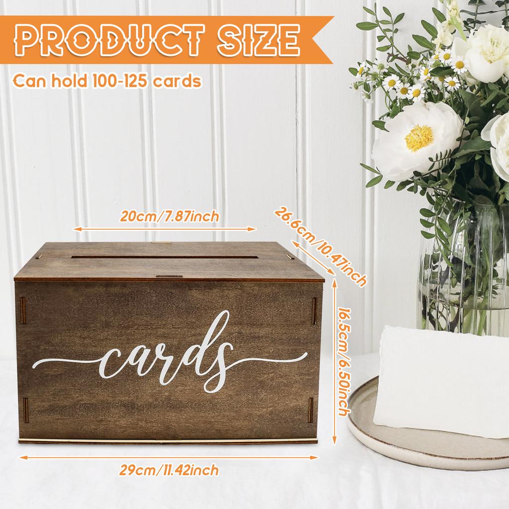 Retro Holz Aufbewahrungsbox für Grußkarten Umschlagbox für Hochzeit Geburtstag Baby Show Party 11 Zoll Hochzeitskartenbox