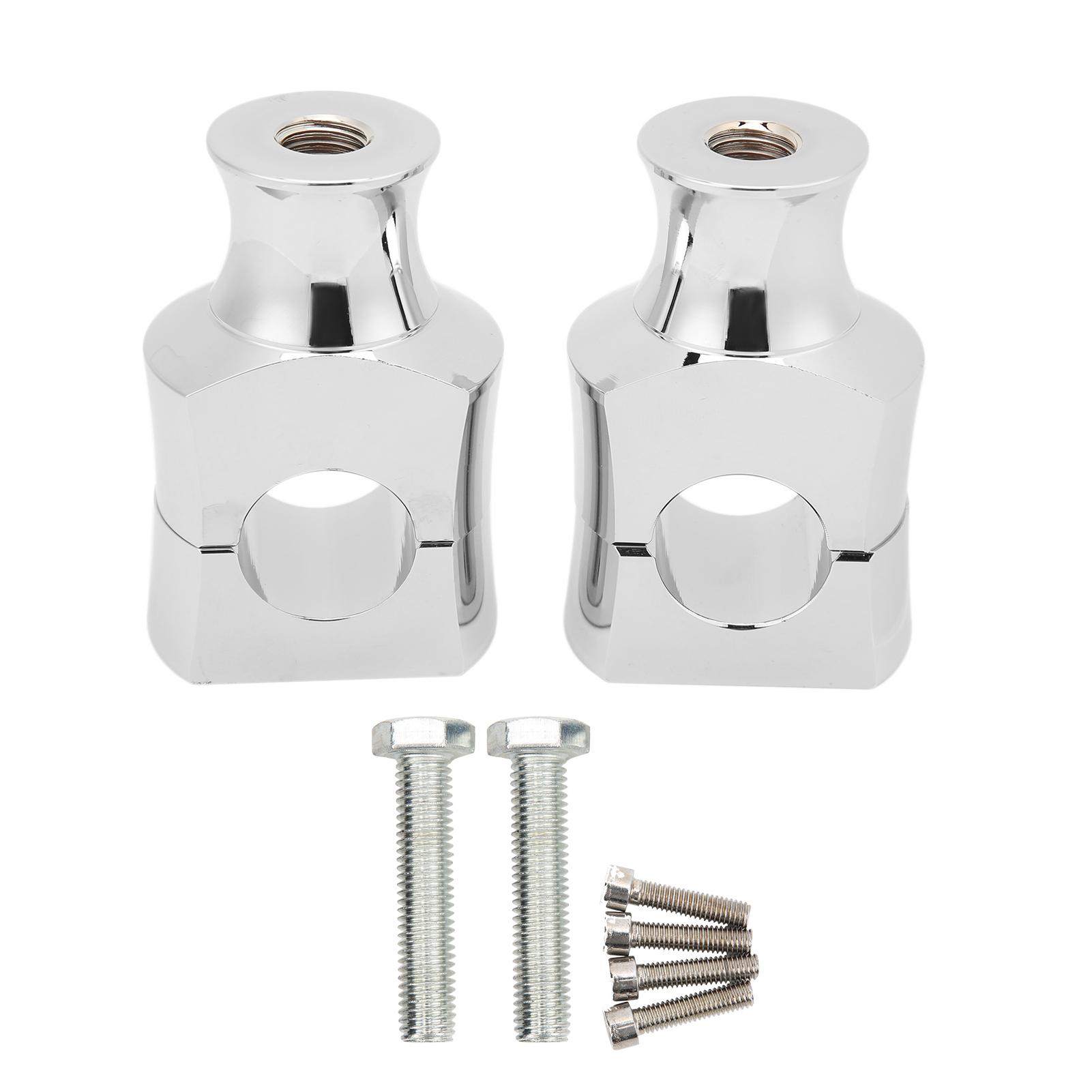 4PCS Motorcycle Handlebar Risers Mounting Clamp Aluminium Alloy Universal Modification Replacement Silver