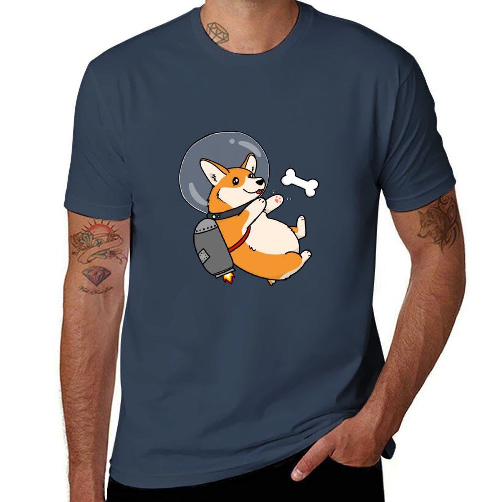 пухлый космический джетпак корги Футболка мужская футболки для мужчин повседневные смешные футболки темный юмор Футболка S