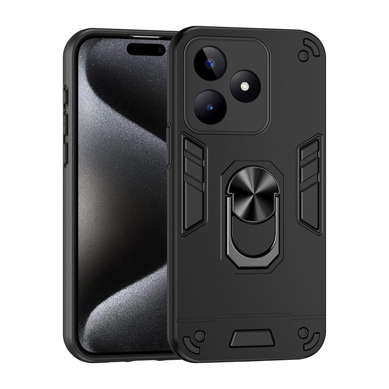 For Realme C51 C53 C55 Shockproof Hard Armor Cover Case For Realme C53 Realme C55 Car Magnetic Ring Holder Cover
