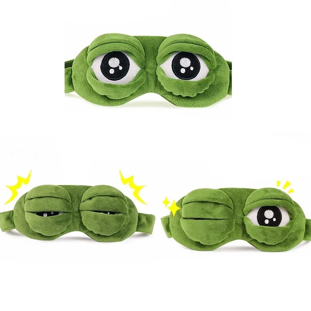 Maschera per dormire a forma di rana 3D Ombretto naturale per dormire Uomini Donne Cartone animato creativo Morbida Portatile Benda da viaggio Ufficio Cerotto per occhi