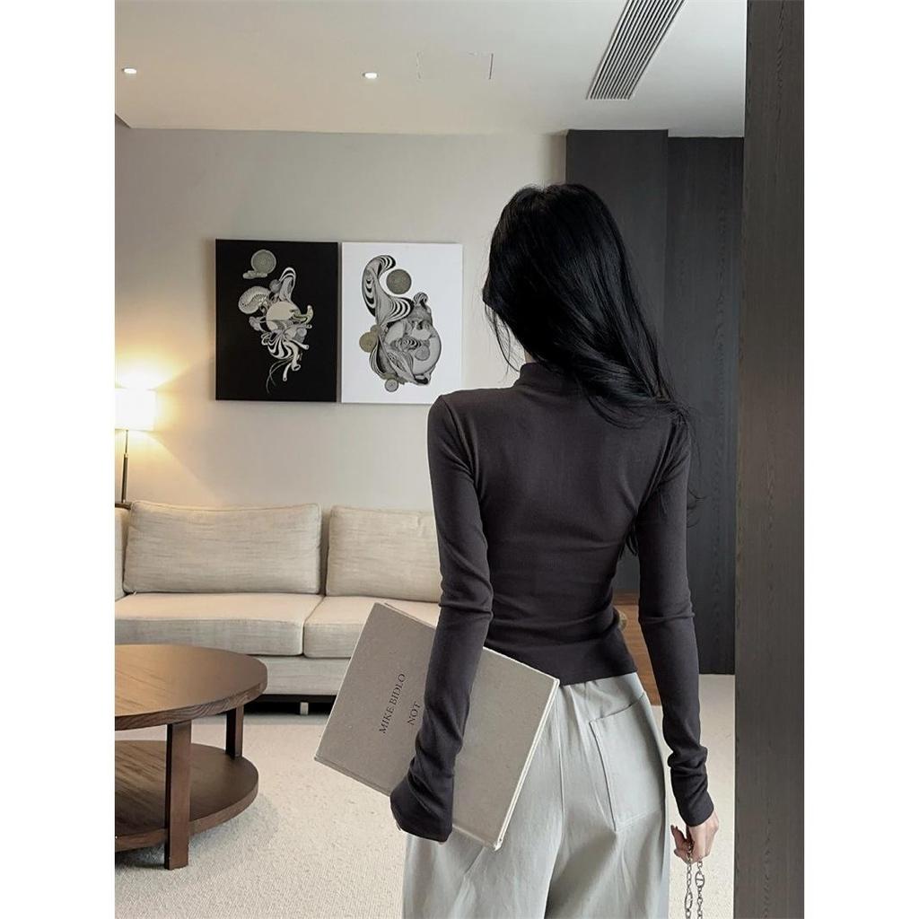2025 Women's Elegant Stand Collar Double Zipper Slimming Cardigan Jacket