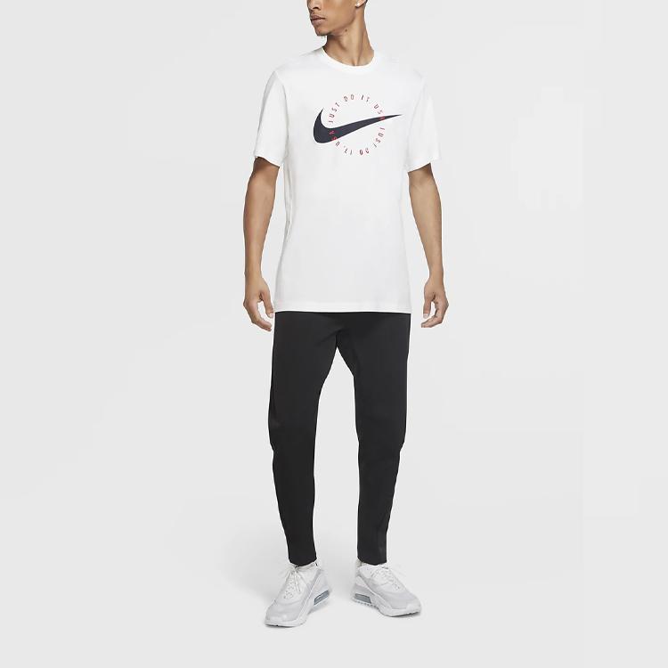 Nike Logo Print Sports Crew Neck Short Sleeve T-Shirt Men Tops White DA8866-100