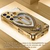 Gold-plated tempered glass phone case, compatible Galaxy S26 S25 S24 S23 S22 Ultra Plus. Features a gold heart-pattern design.