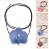 Elegant Flower Pendant Neck Chain Adornment Delicate Flower Necklace Elegant Pearls Inlayed Flower Neckband Ornament