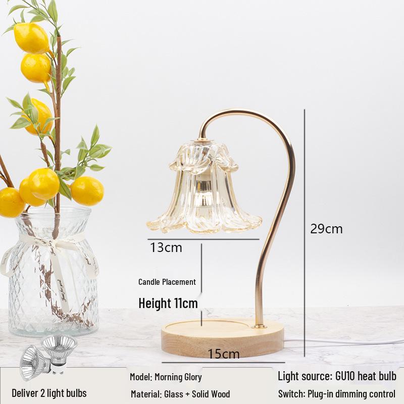 Luxury Glass Aroma Wax Melt Lamp - Fragrance Candle Light for Bedroom, Bedside Table, or Desk. Ideal Decorative Gift.