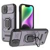 For iPhone 15 PC+TPU Impact-Resistant Phone Case Slide Lens Protection Kickstand Cover