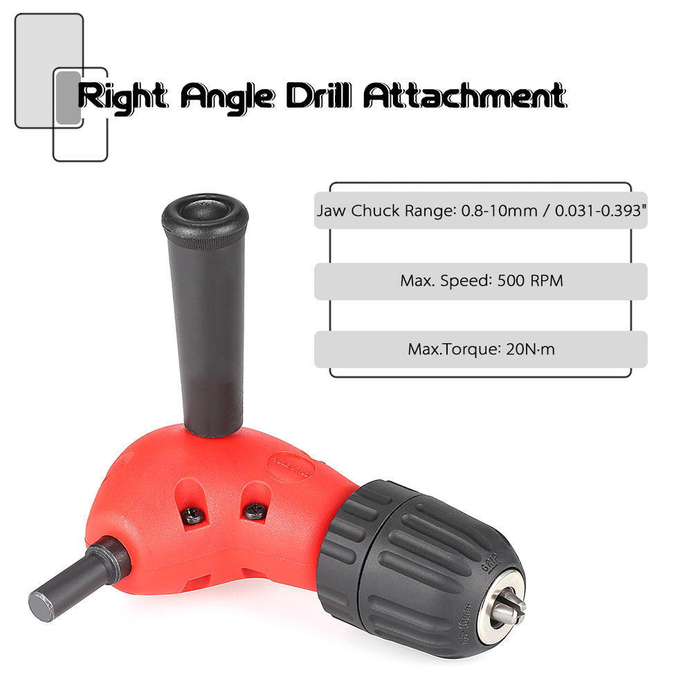 Right Angle Drill Attachment - 90 Degree Drill Adapter With 8mm Hex Shank