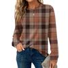 Women's Plaid Print Round Neck Long Sleeve Casual Loose Top
