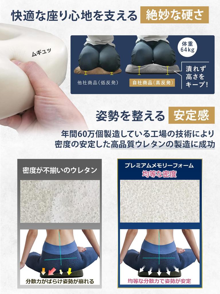 By the Head of an Osteopathic Donut Cushion with Premium Memory for Lower Posture Front High Resilience Donut Meets Safety Standards Regular