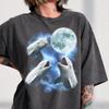 Drei Belugas Heulender Mond Grafikshirt, Vintage Himmlischer Wal T-Shirt