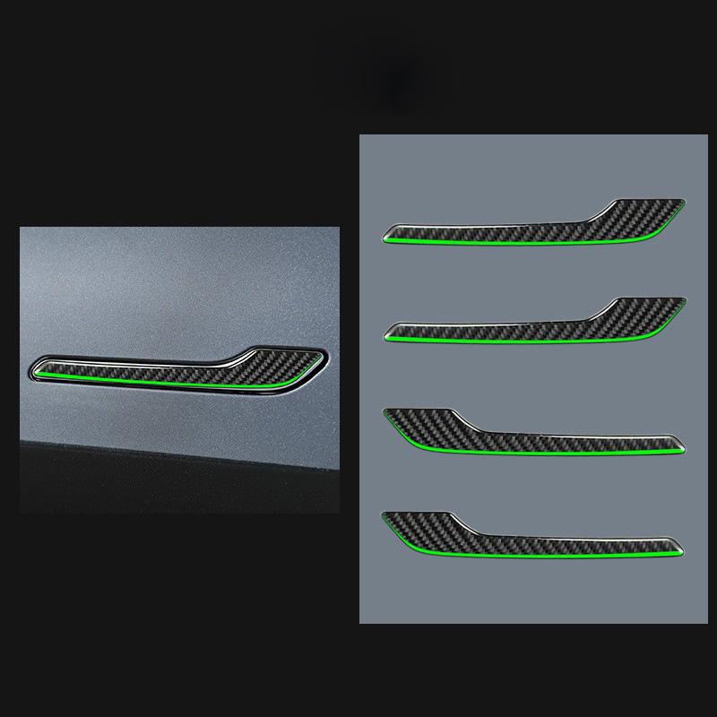 Schwarze Carbonfaser Außen Türgriff Aufkleber für Tesla Model 3/Y (2017-2022)