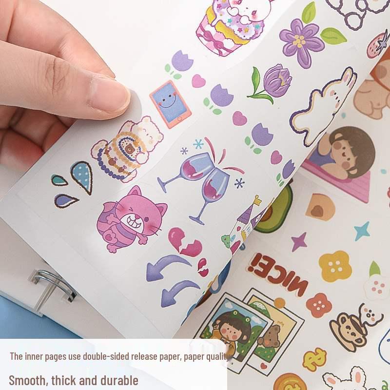 Cute Double-Sided Cartoon Sticker Book with Coil Binding