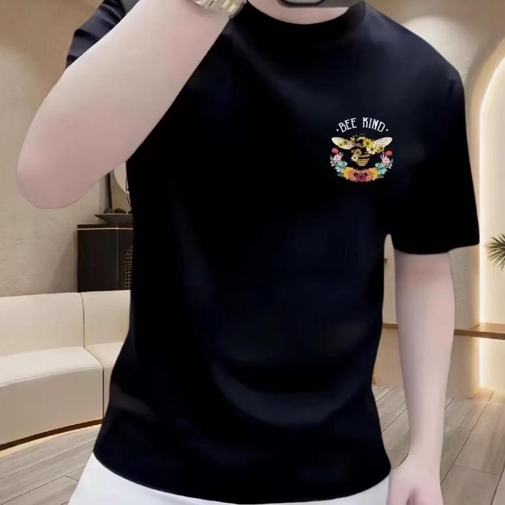 Trendy Brand Men's Luxury Round Neck Short-Sleeve Summer T-Shirt - Casual, Versatile, High-Quality Print