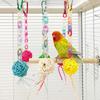 1PC Colorful Chewing Toy for Parrots -Hanging Rattan Ball & Beaded Swing for Budgies Cockatiels Bird Cage Decoration Fun