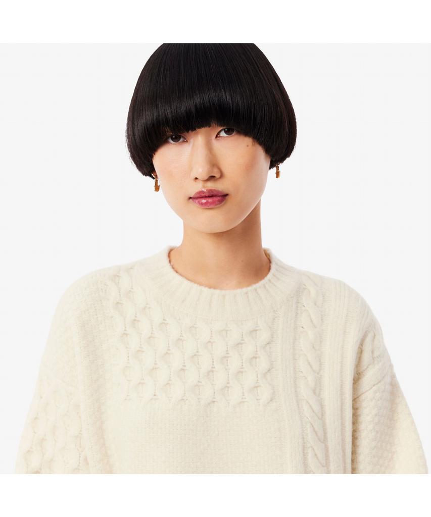 Lacoste Women'S Wool Blend Cable Sweater Dress Ef4173-55N Xfj