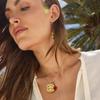 12 Zodiac Stainless Steel Women's Necklace Birthstone Zodiac Round Pendant Necklace Sweater Chain Amulet Color Christmas Gift