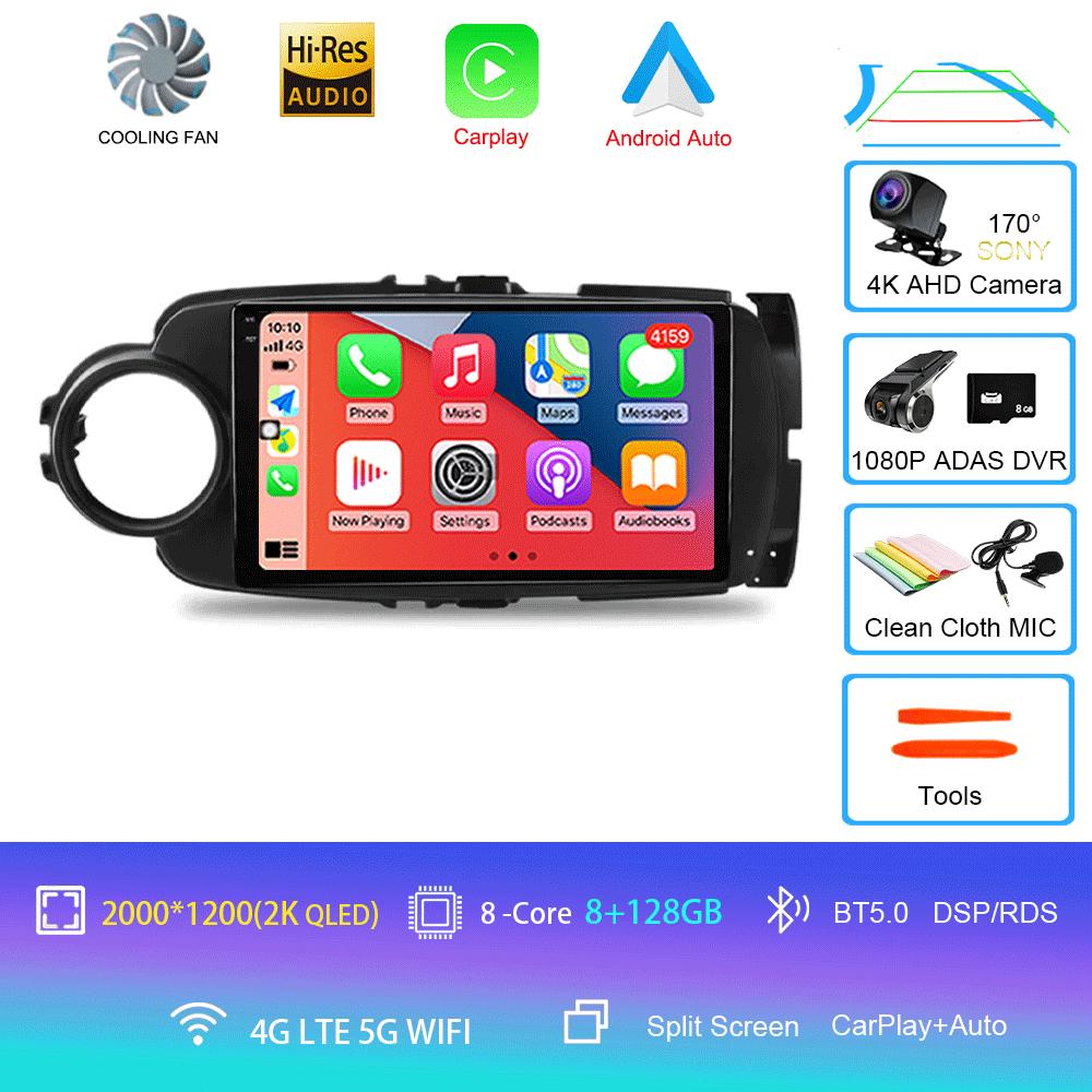 9inch Android 14 Car RadioFor Toyota Yaris 2012 - 2017 Multimedia Player Android Auto Wireless Carplay GPS 2Din DVD