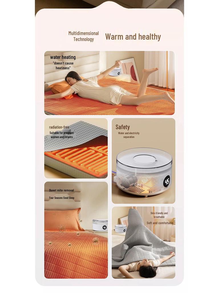 2024 Intelligente Elektrische Hydronische Decke mit Sicherheits-Temperaturregelung & Wasserzirkulation für Doppelmatratze
