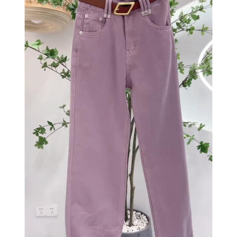 Candy Color Jeans für Damen Neue Frühling Herbst Hohe Taille Locker Fallend Weiter Bein Hosen Figurfreundliche Denim Hosen