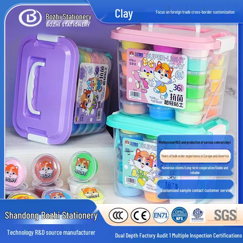 

Lanxuan Children s 24-Color Super Light Modeling Clay Set with Storage Box and Molds.