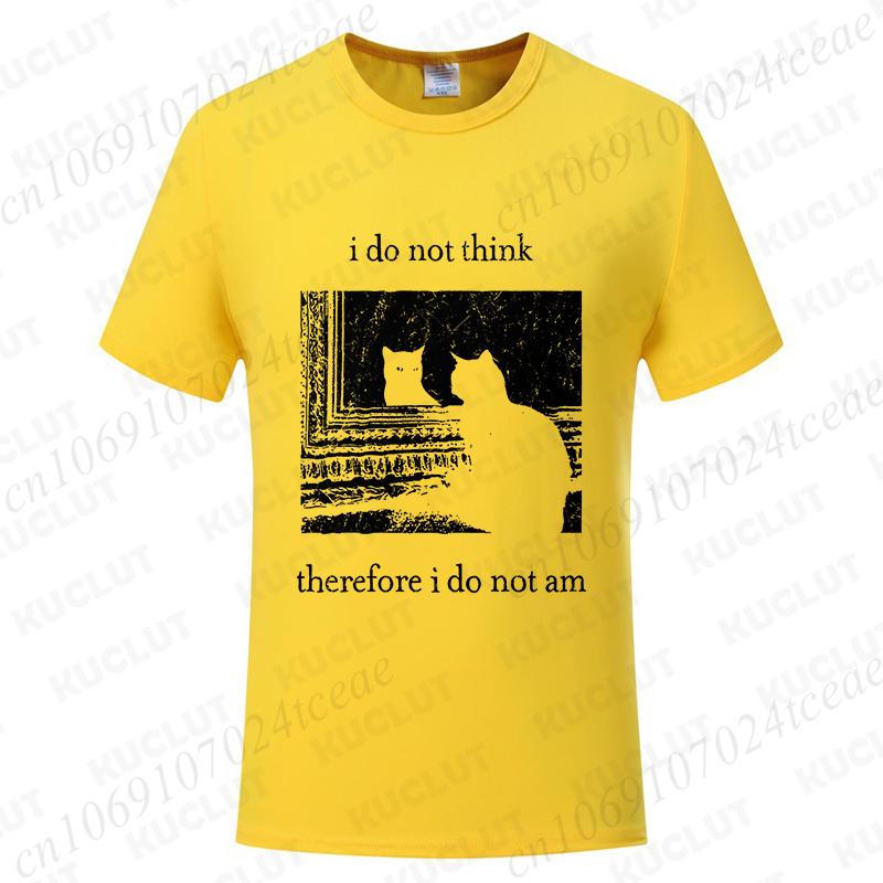 

Футболка с забавным котом Гранж Винтажная футболка Я не думаю, следовательно, я не существую Черные футболки с котом Ведьмины Панк Футболки унисекс 4XL