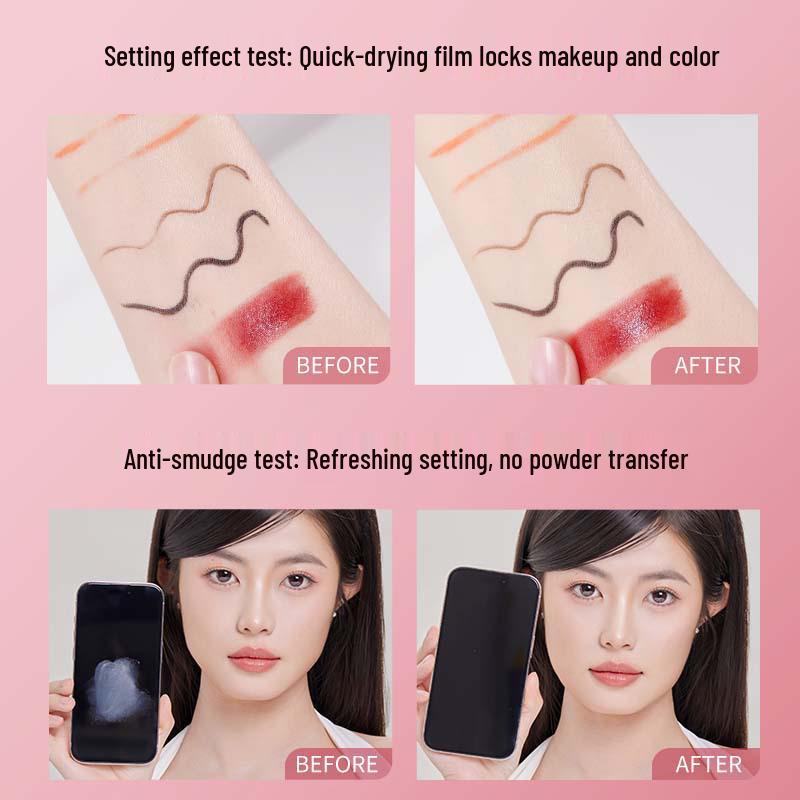 Ge Meng Matte Setting Spray: Long-Lasting, Smudge-Free, Flawless, and Moisturizing for a Soft-Focus Finish.