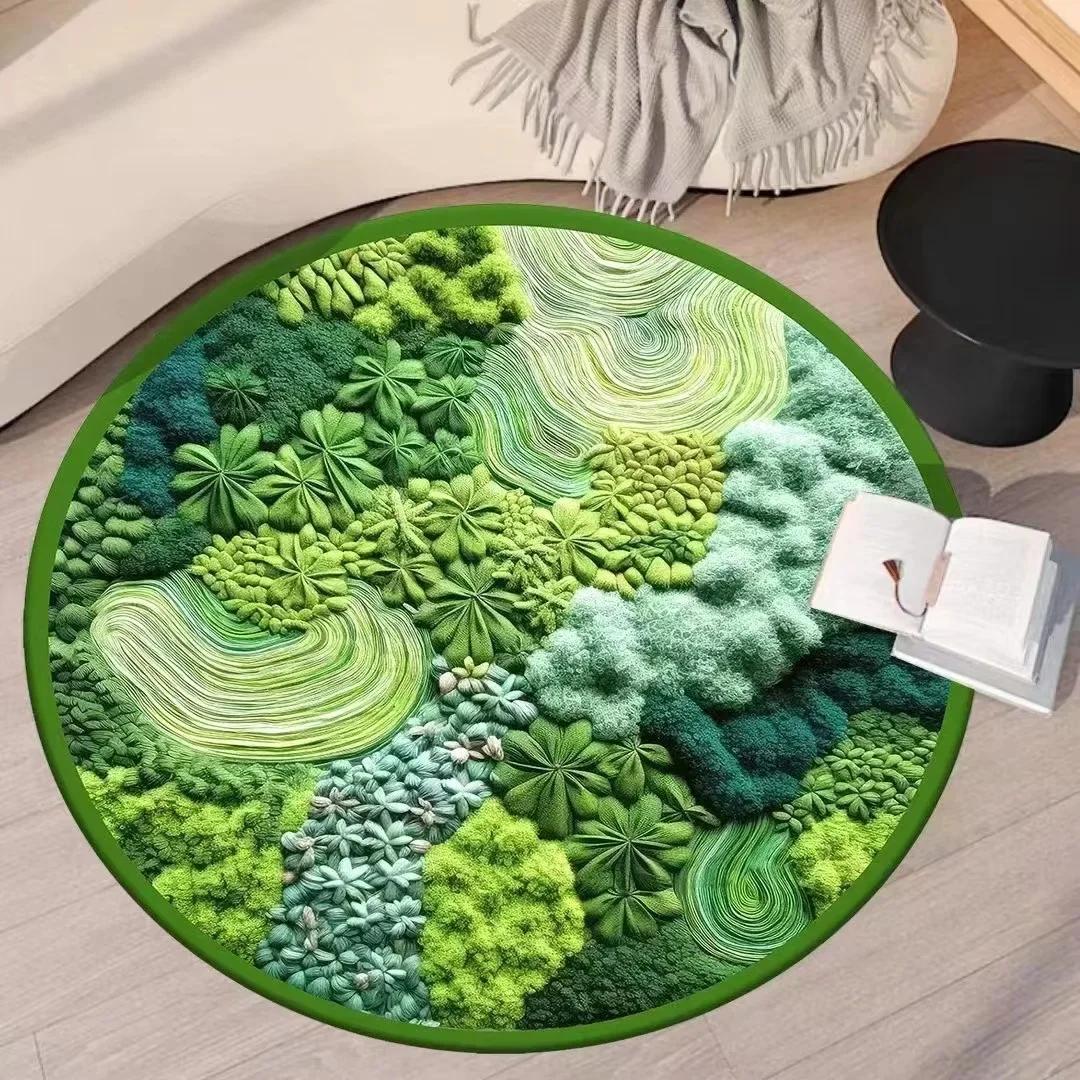 

Imitation Cashmere Round Moss Carpet Imitation Green Plant Forest Blanket Home Living Room Bedroom Bedside Blanket Bathroom 60cm