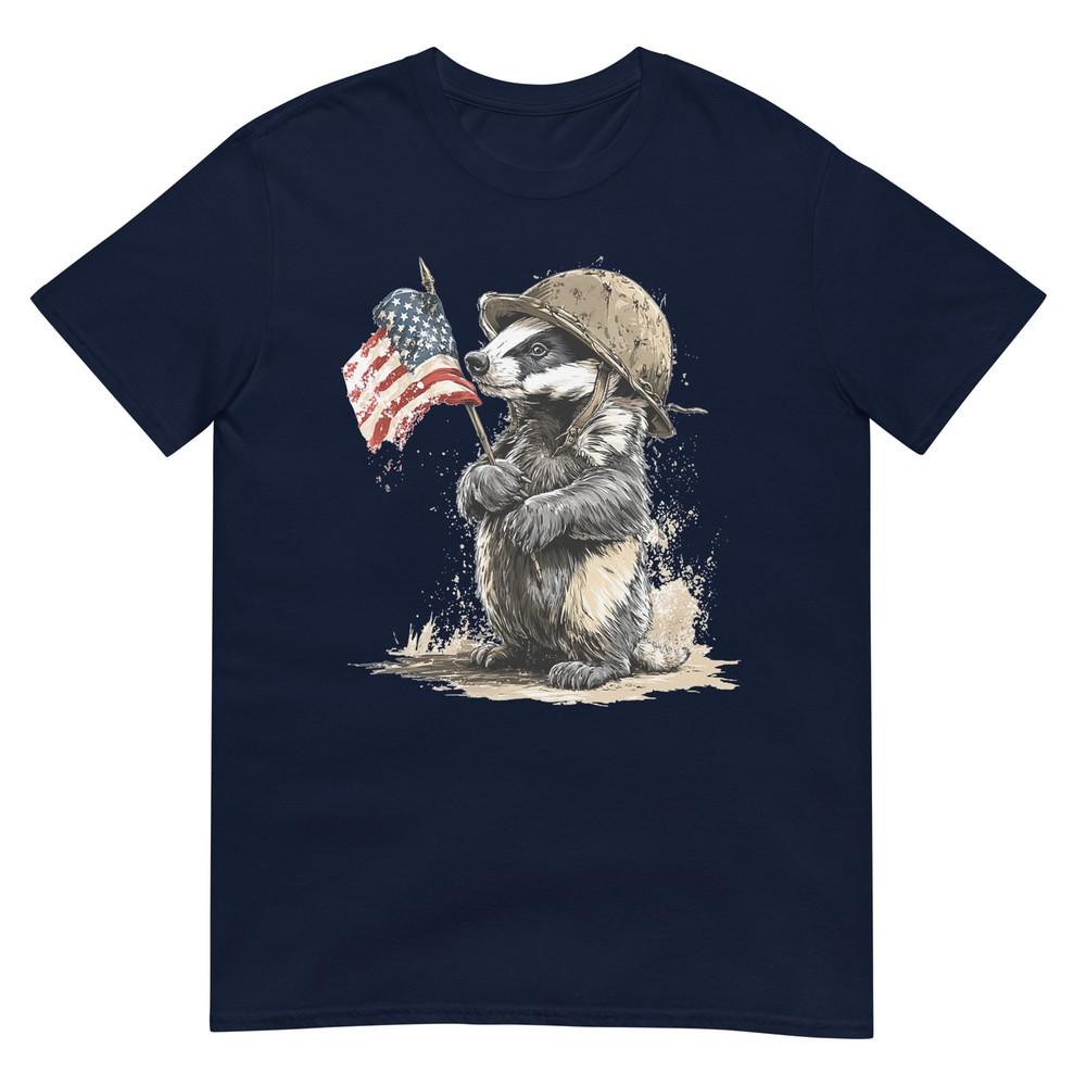 Fighting Badger Costume In Military Style For Unisex And Unisex Tshirt S
