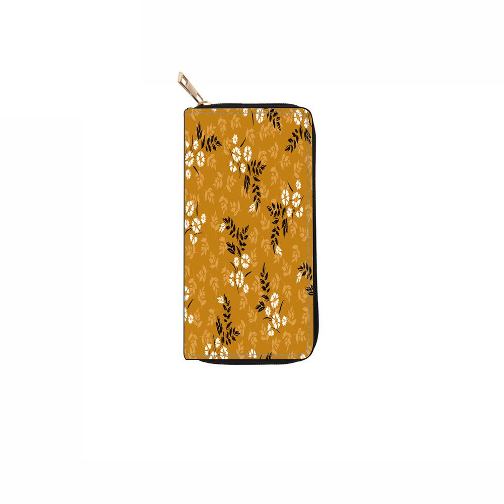 Dai TEMU ethnischer Stil kleine florale lange Reißverschluss-Geldbörse Blumen-Kupplungsbeutel