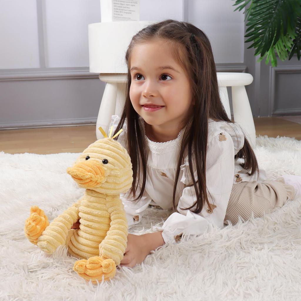 Apricot Lamb Corduroy Duck Plush Toy for Kids, Soft and Cute, Fluffy Corduroy Duck for Girls and Boys, 23cm
