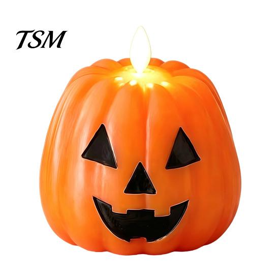 Stacked Pumpkin Lantern Halloween Flameless Fake Candle, Battery Operated Pumpkin/Ghost Candle Light, Fireplace Light LED Flickering Pillar for Dinner