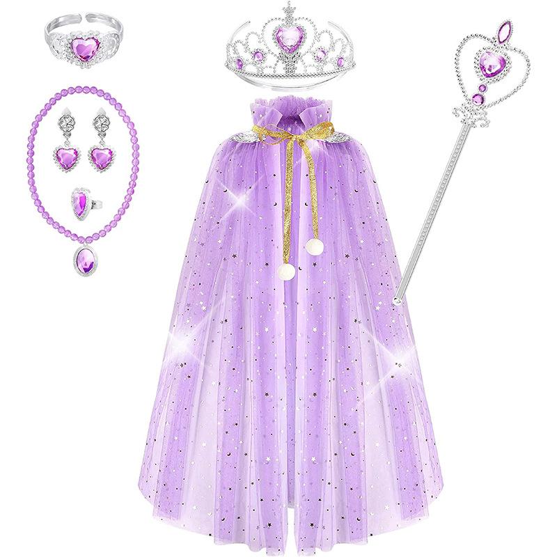 Frozen, Children's Girl, Wallet, Crown Magic Wand, Necklace, Gloves, Set, Elsa Princess Sparkling Cloak
