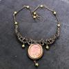 Natural Pink Opal Gemstone Handmade Copper Wire Wrap Jewelry Necklace 18" H2h40